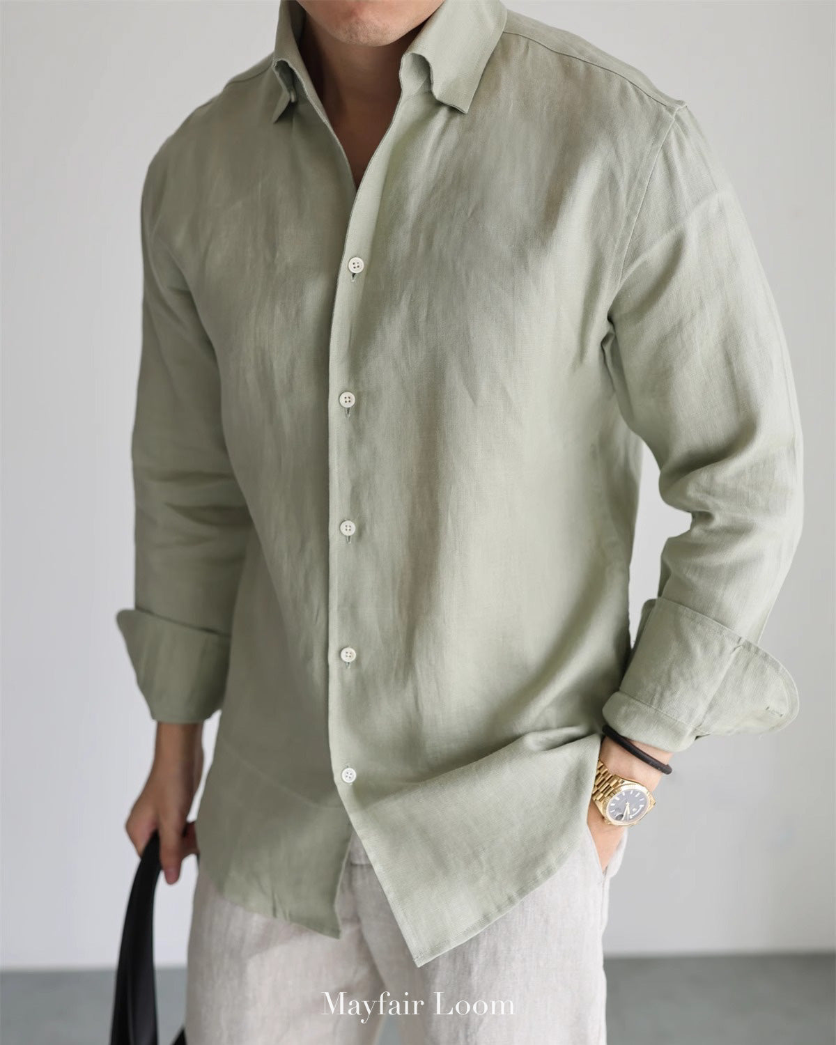 Pure Linen Anglo Italian collar shirt