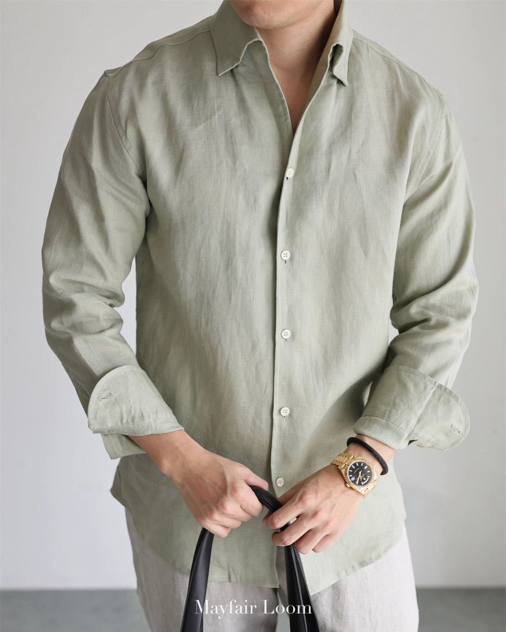 Pure Linen Anglo Italian collar shirt