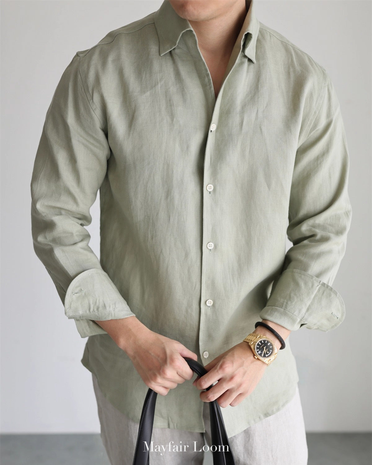 Pure Linen Anglo Italian collar shirt