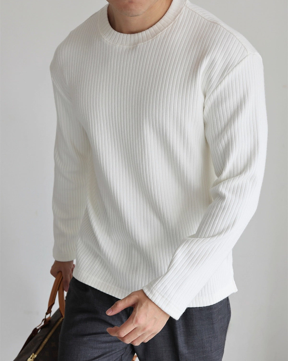 Ribbed Fleece Long Sleeve T-Shirt