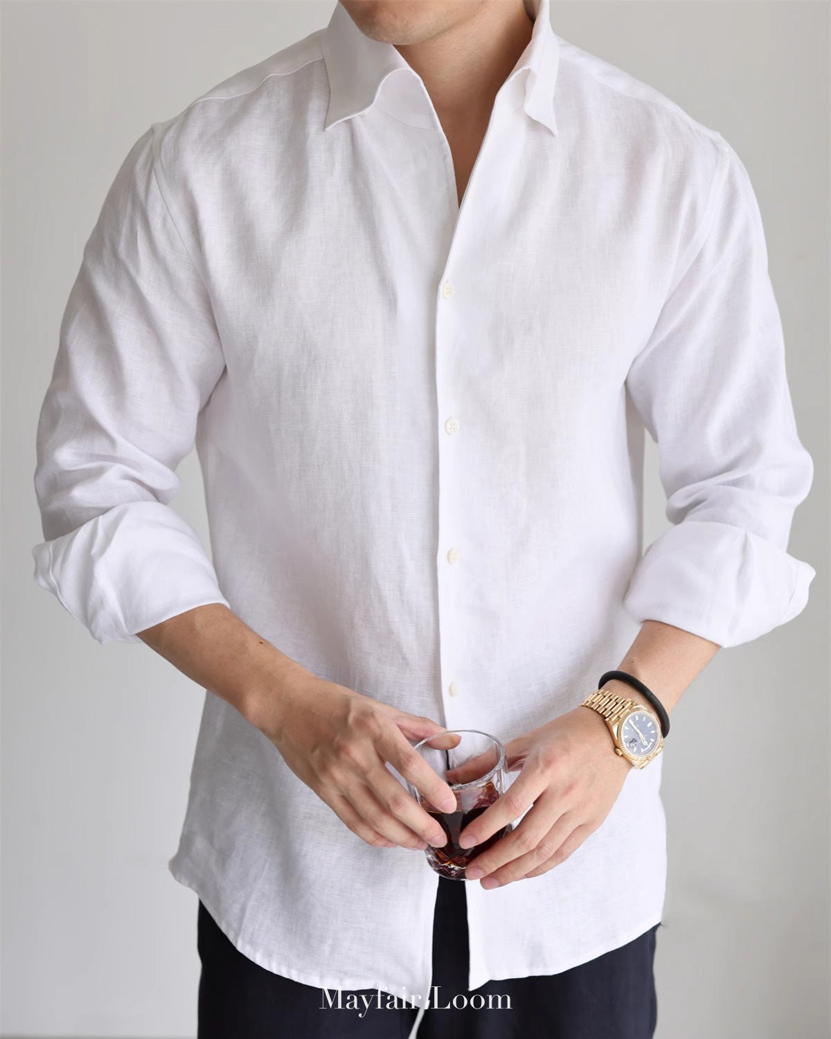 Pure Linen Anglo Italian collar shirt