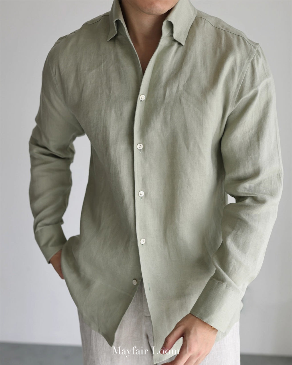 Pure Linen Anglo Italian collar shirt
