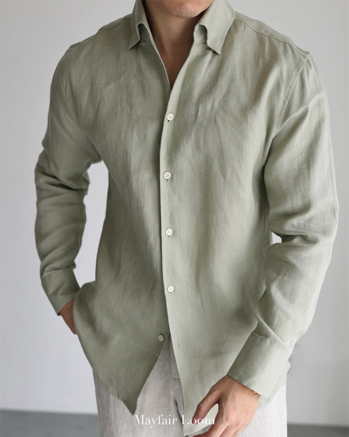Pure Linen Anglo Italian collar shirt
