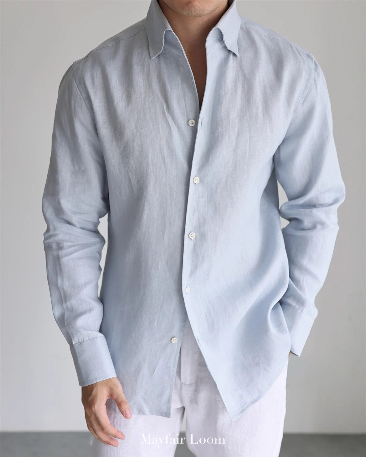 Pure Linen Anglo Italian collar shirt
