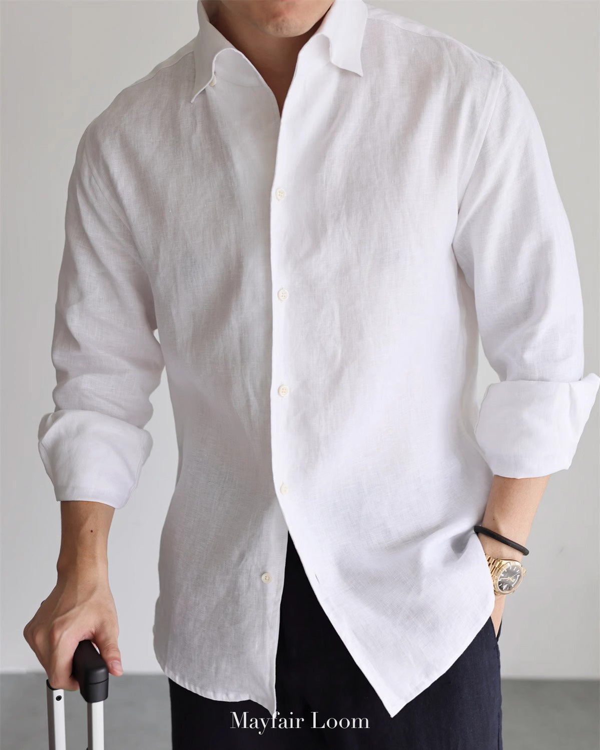 Pure Linen Anglo Italian collar shirt