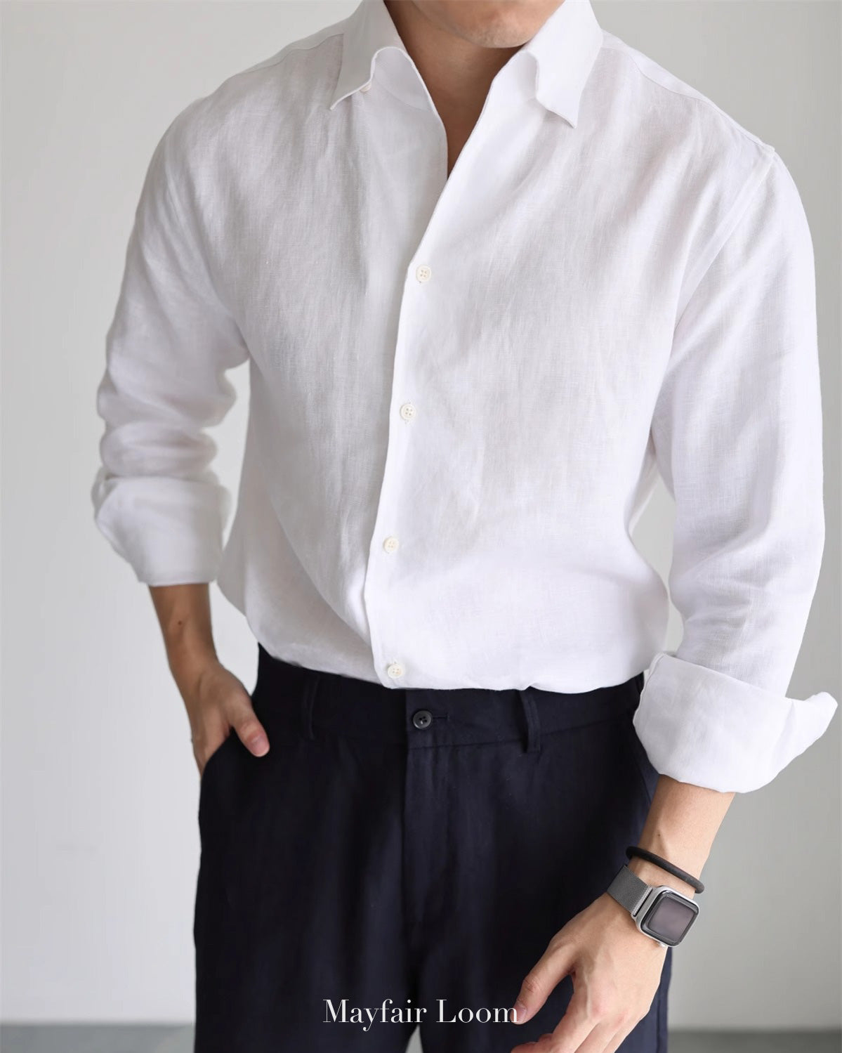 Pure Linen Anglo Italian collar shirt