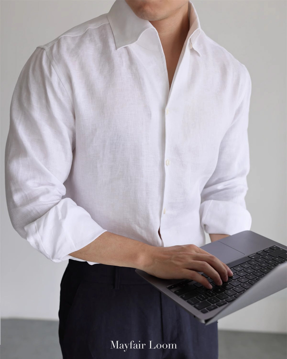 Pure Linen Anglo Italian collar shirt