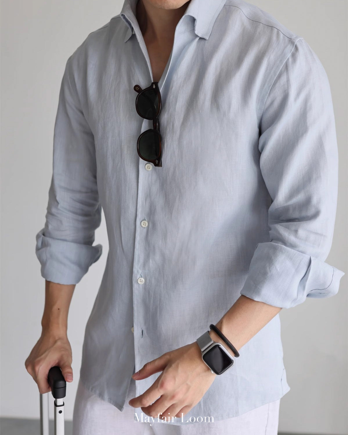 Pure Linen Anglo Italian collar shirt