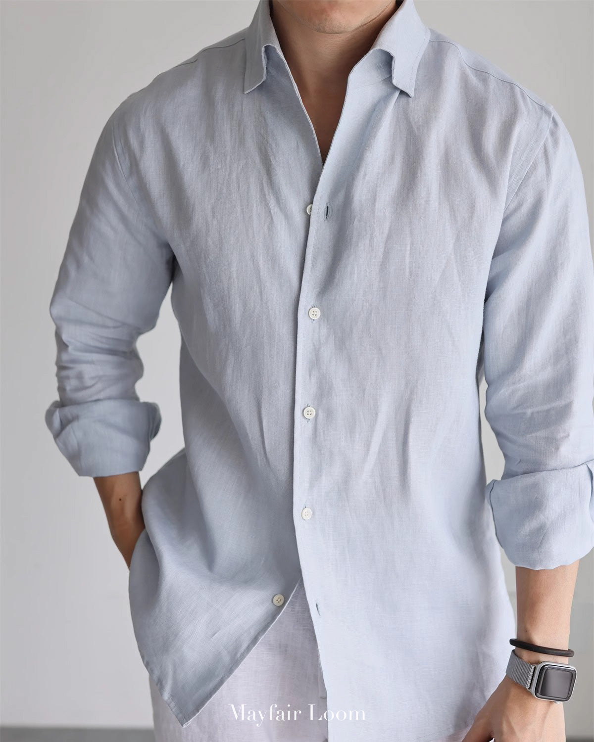 Pure Linen Anglo Italian collar shirt
