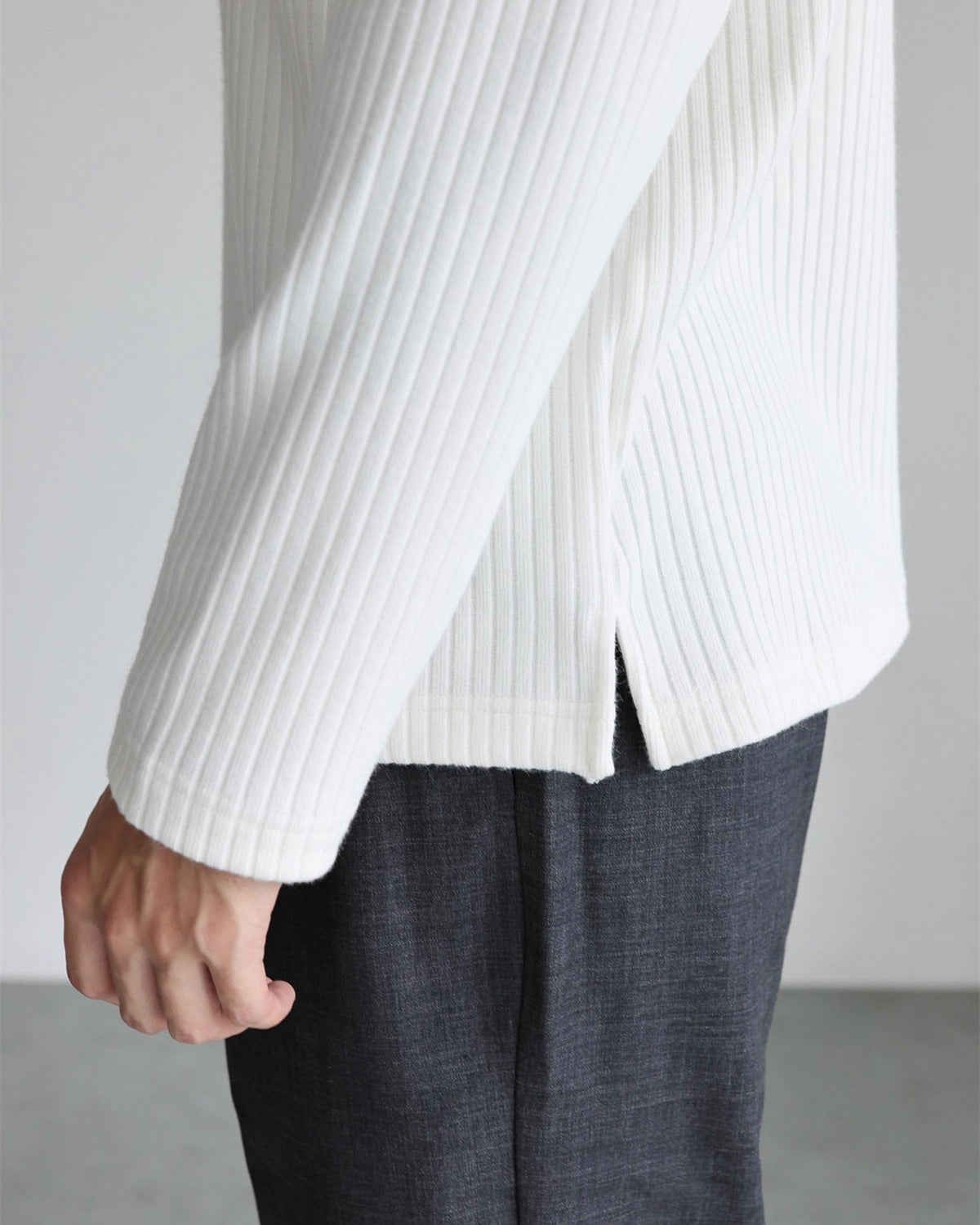 Ribbed Fleece Long Sleeve T-Shirt