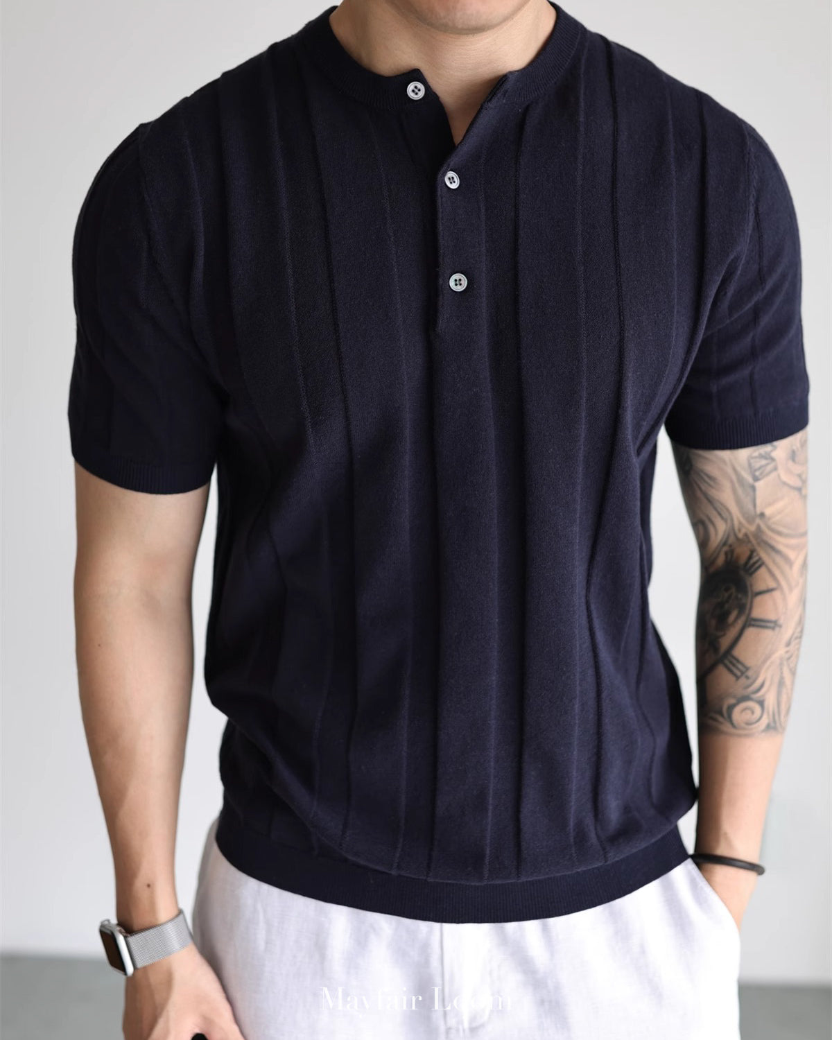 Cranleigh Knitted Henley Tee