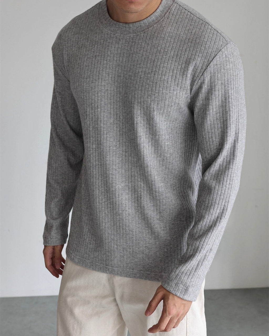 Ribbed Fleece Long Sleeve T-Shirt