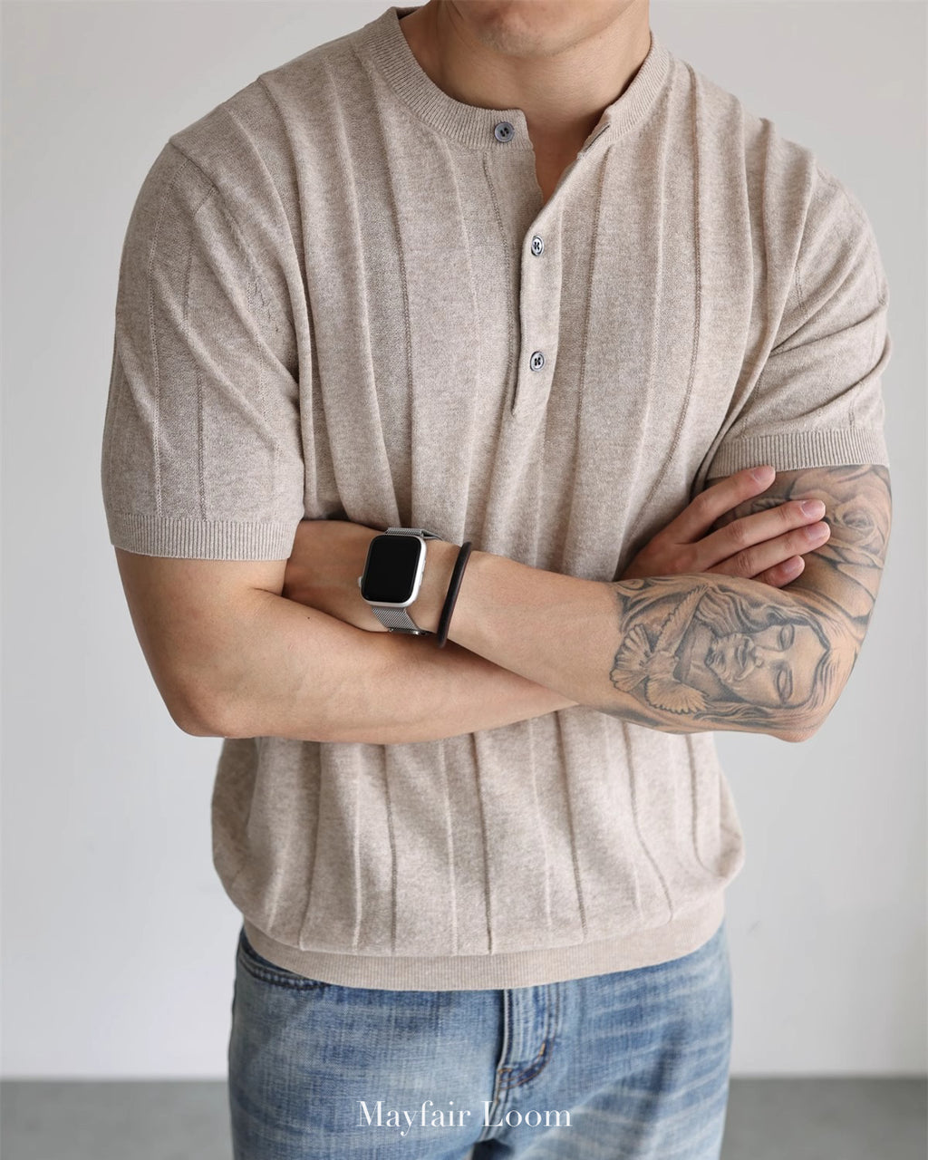 Cranleigh Knitted Henley Tee