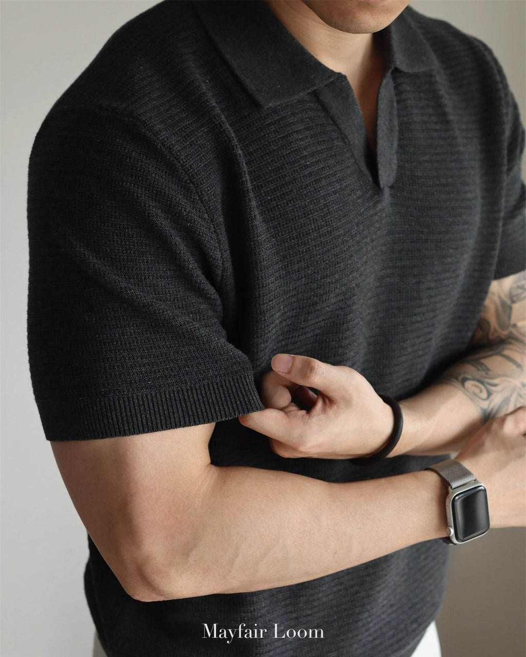 Seagull Collar Jacquard Knit Polo