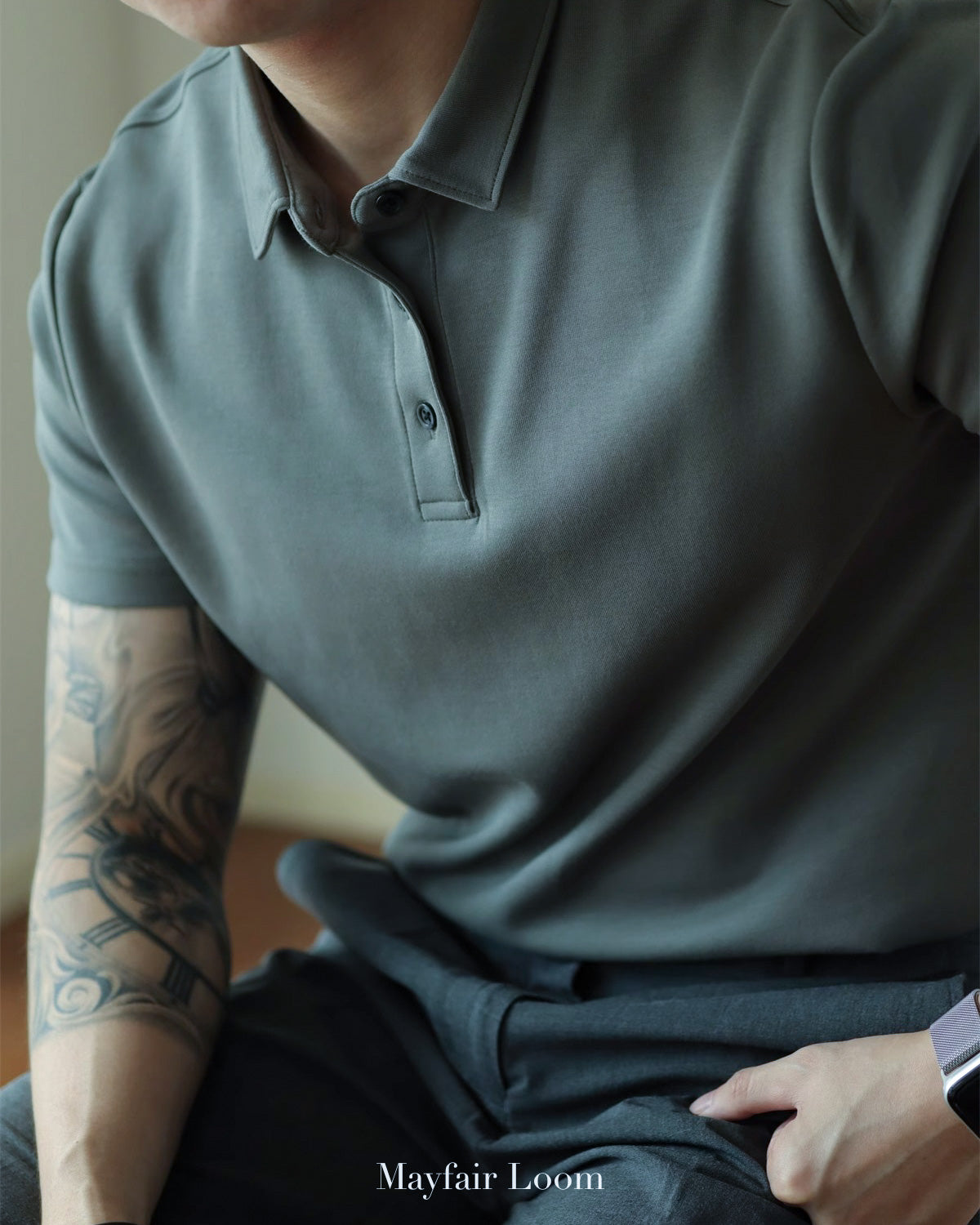 Double-Layer Cotton Polo Shirt