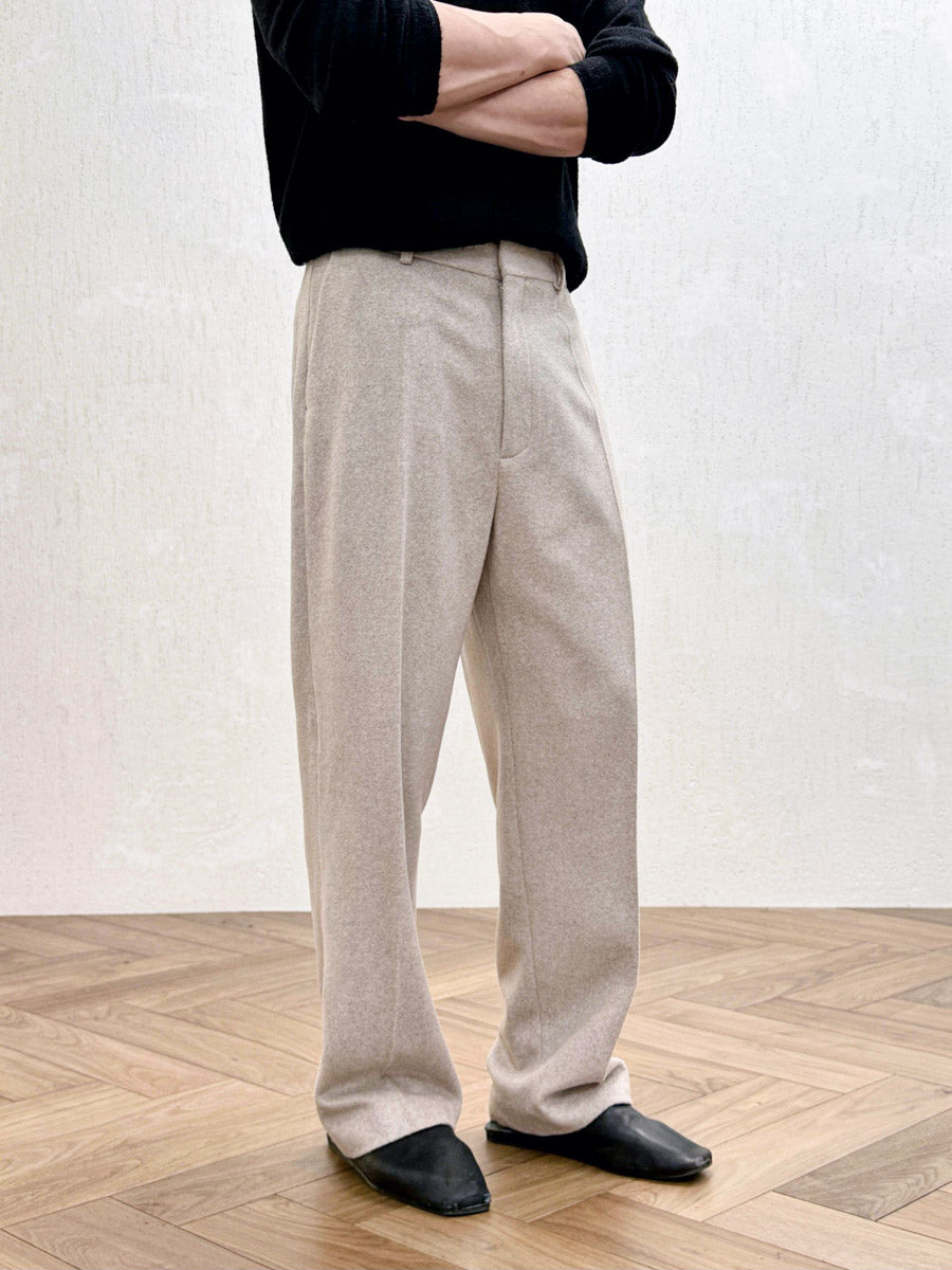 Mayfairloom sculpted wool blend pants featuring tailored fit and sleek design, displayed in a natural pose.