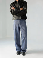 Mayfairloom Neo-Heritage denim jeans in wool, showing classic fit with detailed stitching and modern fabric texture.