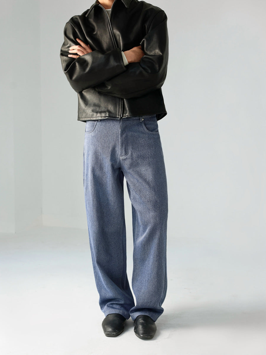 Mayfairloom Neo-Heritage denim jeans in wool, showing classic fit with detailed stitching and modern fabric texture.